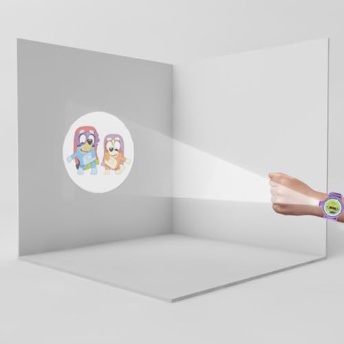 Bluey Kids Projection Watch with LCD Display, 10 Fun Bluey Images, Light-Up Projector, Adjustable Plastic Strap, Kid-Friendly Durable Build, Perfect for Young Bluey Fans, Fits Wrist Sizes 5.5" to 8"3