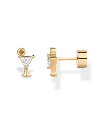 Image of PAVOI 14K Gold Plated Dainty Flat Back Earrings for Women, Piercing Studs | Hypoallergenic Stud Earrings with 925 Sterling Silver Posts, Motif Flatback Screw Back Helix Cartilage