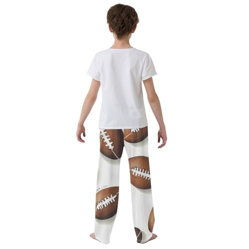 ZZXXB Football Retro Print Boys Long Pants Soft Trousers Elastic Waist Kids Lounge Bottoms with Pockets S-XL3