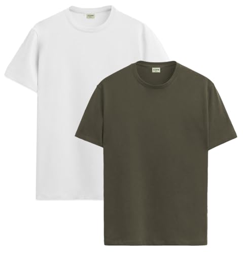 Image of ADRO Men's Cotton Regular Fit Combo Plain Solid T-Shirt Pack of 2