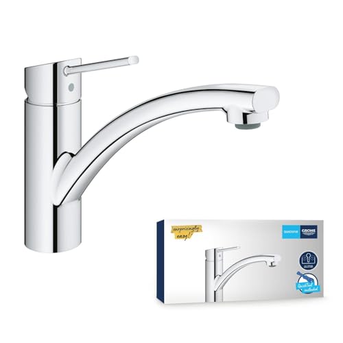 GROHE Robinet évier de cuisine Swift, Mitigeur monocommande avec mousseur économique d'eau, rotation à 140°, installation rapide et entretien facile, chromé, 30358000 (Import Allemagne)