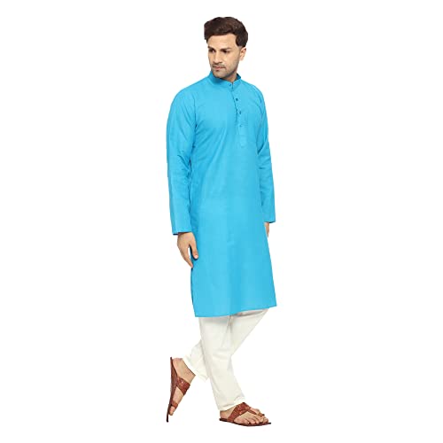 Image of ITOS365 Men Cotton Blend Kurta Pyjama Set Party Fashion Regular Ethinic Wear Indian Dress Gift for Men