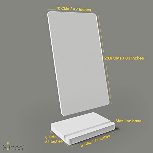 Image of 3 Lines to Do List Acrylic Board for Desk (12X8 CM)| Best Planner & Organiser | White Acrylic Base | with Marker & Cleaning Fabric | Blank Translucent Planner | Small Size