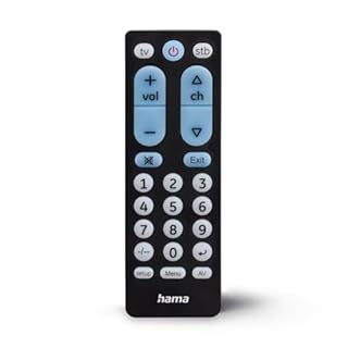 Hama Telecomando universale TV, per 2 dispositivi, tasti grandi (infrarossi, utilizzabili per l'apprendimento, tasti luminosi, preprogrammati, ideale ad esempio per TV, videoregistratore, ricevitore,