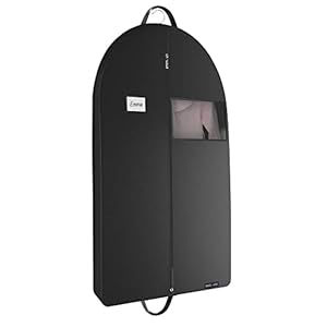 Black Garment Bag for Travel and Storage, with Zipper and Eye-Hole, Carry Handles for Suits Tuxedos Dresses Coats 26 inch x 42 inch x 5 inch