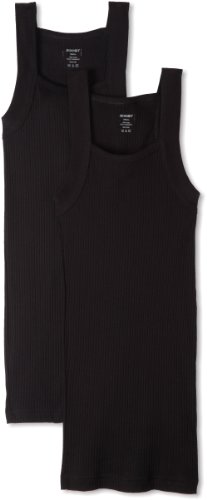 2(X)IST Men's Essential Cotton Square Cut Tank 2-Pack Black, Small