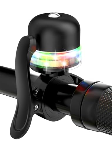 Bike Bell for Kids & Adults, Light up Bike Accessories Adjustable with Ferrules Fit for 0.74-1.25in(19-31.8mm) Bicycle Handlebars, Aluminum Made &...