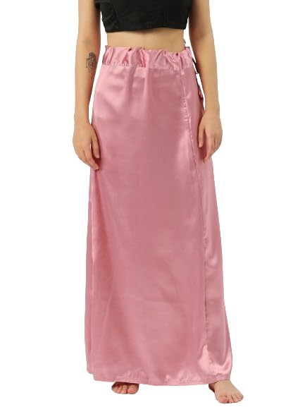 ms. lingies Women's Satin Silk Saree Petticoat Underskirt| Indian Lining for Sari (Pink) Large-picture-15