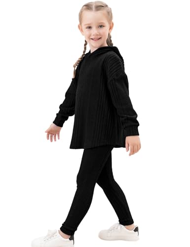 Image of LecGee Women Fall Casual Hoodie Set Long Sleeve Oversized Sweatshirt Elastic Waist Legging Pant 2 Piece Outfit Tracksuit