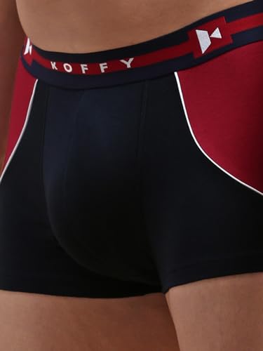 Image of KOFFY Pliable Cotton Modal Colorblocked Mini Trunk with Seamless Waistband