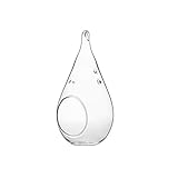 WGV Glass Hanging Plant Terrarium, Width 3.5", Height 7", Teardrop DIY Air Succulent Planter Clear Tea Light Votive Candle Holder, Wedding Event Office Home Outdoor Decor, 1 Piece