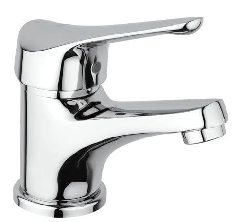 Yellowshop - Miscelatore Lavabo Cromato Mod. Ariel Rubinetto Bagno Monocomando Con Flex Inox Piletta Sanitari