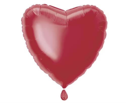 Unique Party- Globo foil helio corazón, Color rojo, 45 cm (52953)...