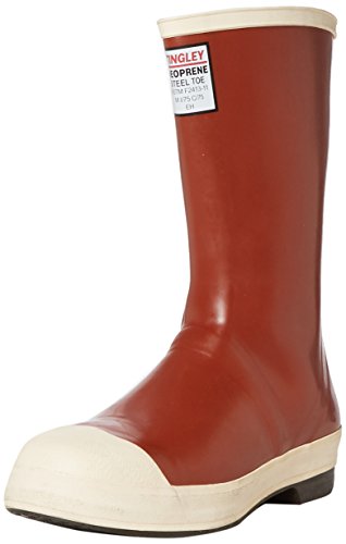 Tingley Pylon MB924B Neoprene Steel Toe Boot, 12-1/2 Inch Height, With Safety-Loc Outsole, Mens 8 / Womens 10, Brick Red Upper - Brown Sole
