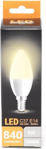 Blendend Bombilla LED E14 C37 9W 3000K, alta eficiencia energética y luz cálida ideal para iluminación decorativa en hogares y espacios comerciales.
