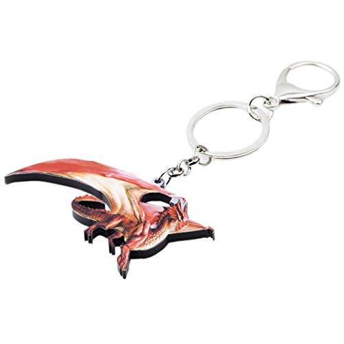 WEVENI Acrylic Dinosaur Dragon Keychains Key Ring Car Handbag Purse Jewelry For Women Teen (Red2)3