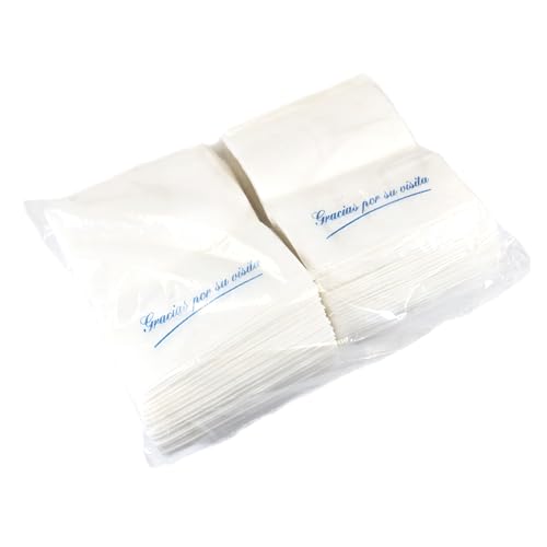 PAMPOLS Pack 100 Servilletas de Bar para Dispensador de Color Blanco Impresa con 'Gracias por su visita' | 17x17cm desplegada