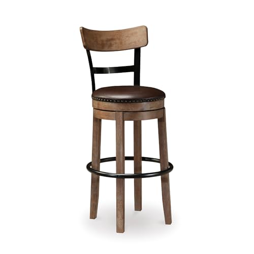 Signature Design by Ashley Pinnadel 30' Modern Swivel Pub Height Barstool, Light Brown