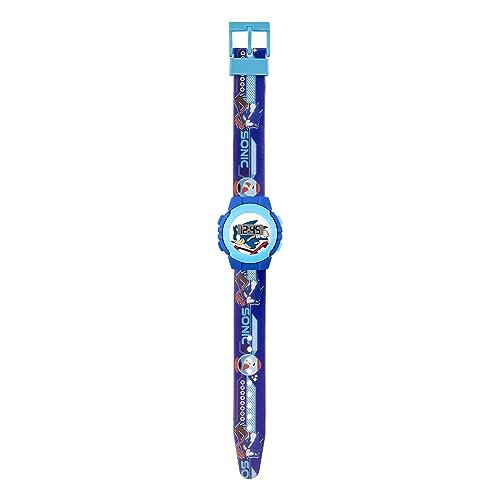 Disney Sonic the Hedgehog Kids Blue Digital Watch with Printed Silicone Strap,SNC4316