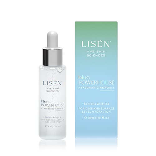 LISEN Hyaluronic acid Face Ampoule Serum for deep Hydration, Fine Lines & Collagen | Formulated with Centella Asiatica for Men & Women | Paraben & SLS Free | Korean Skin Care Product | 30ml