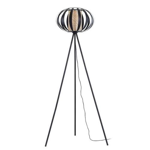 Lindby Stehlampe Tamira (Landhaus, Vintage Rustikal) in Schwarz aus Metall (1 flammig E27) - Stehleuchte Standleuchte Floor Lamp Wohnzimmerlampe Tripod Wohnzimmerleuchte
