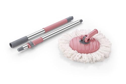Image of Spin Mop Stick Rod Set Easy to fit for All Bucket |Heavy Duty| Stainless Steel Spin mop Stick with 360 Degree Rotating with 1 Microfiber Refill.