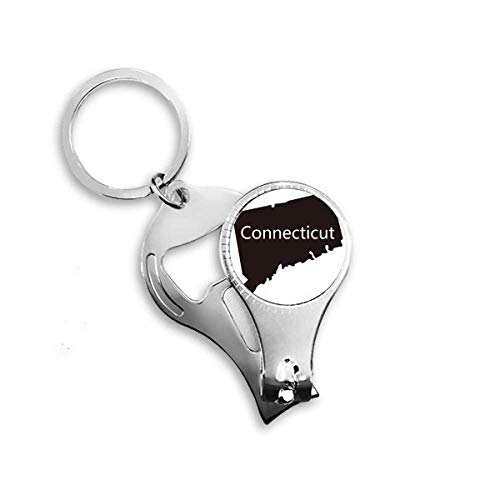 Connectic America USA Map Outline Nail Nipper Ring Key Chain Bottle Opener Clipper