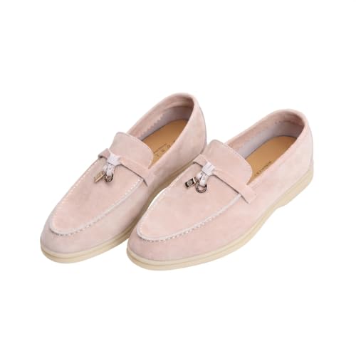 Image of Women's Summer Charms Suede Loafers - Premium Sheepskin Unlined Upper,Classic or Styles with Metal Detail for Casual, Office, Travel & All Day Wear