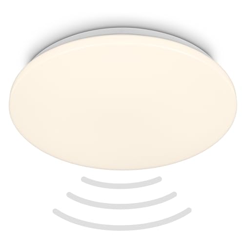 - Plafoniera LED con rilevatore di movimento IP54 portata 3m colore luce bianco calda rilevamento 120 gradi plafoniera LED lampada LED da bagno 35x7.5 cm