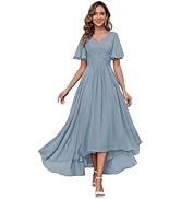 BOLENSYE Lace Appliques Mother of The Bride Dresses for Wedding with Sleeves Tea Length Formal Ev...