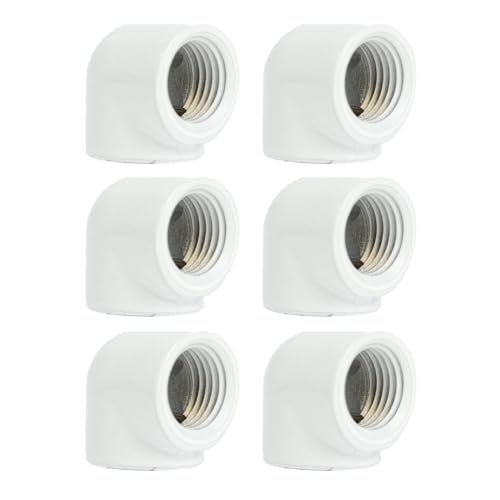 Image of dracaena.io 6-Pack G1 /4 inch Female to Female 90 Angle Elbow Fittings, Brass Water Cooling Connector Adapter for PC Computer Liquid Cooling Loop, Durable Leak-Proof Extender Fitting, White