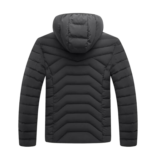 Image of Men's Lightweight Quilted Puffer Jacket with Hood Water-Repellent Windproof Cotton Coat