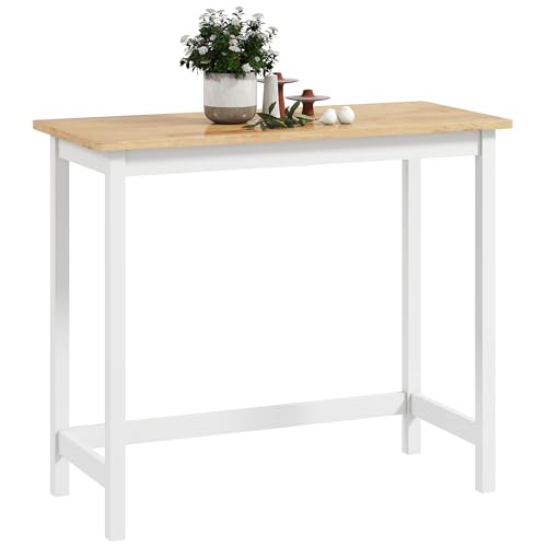 HOMCOM Bartisch Stehtisch mit Holzoptik, Küchentisch aus Massivholz für kleine Räume, Wohnzimmer, Esszimmer, 108 x 48 x 91 cm Eiche