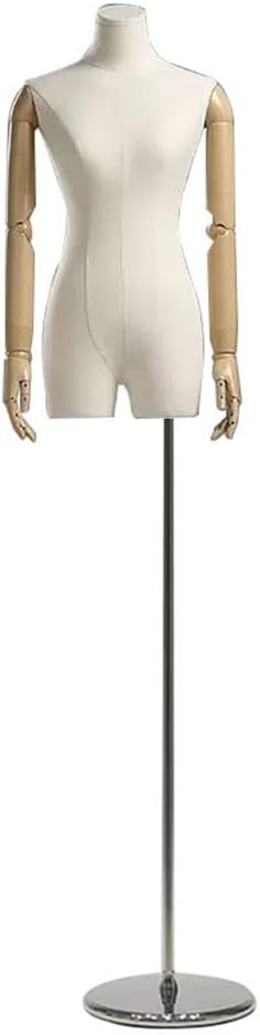 Adjustable Female Dress Form Mannequin Torso 59-86.6in, Detachable Arms & Head, Round Base for Sewing, Clothing & Jewelry Display - Plastic, Size S/Small