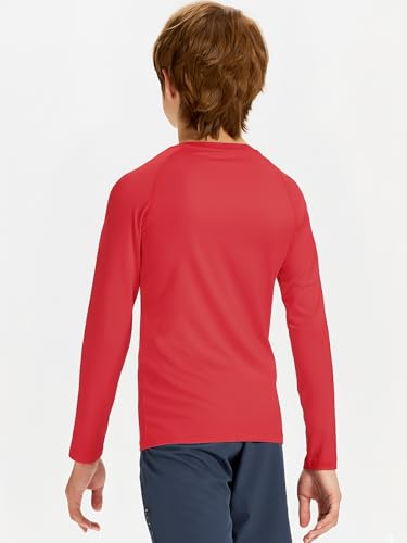 Image of DEVOROPA Youth Boys Compression Shirt Long /Short Sleeve Football Baseball Undershirt Quick Dry Kids Sports Baselayer Crewneck