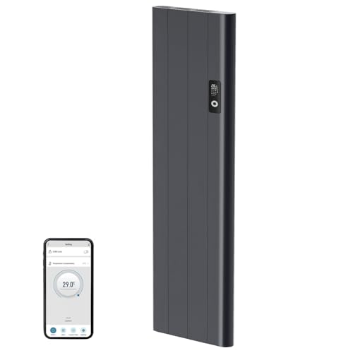 EMKE Elektroheizung Wandmontage 1000W Heizung Elektrisch APP WiFi Funktion Flachheizkörper Elektroheizung Energiesparend Anthrazit Leise Erkennung von offenen Fenstern