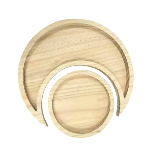 SOLUSTRE Bandeja Organizadora de Madera Khaki Diseño de Luna, Plato de Exhibición de Cristal Elegante Rebabas para Almacenamiento y Decoración