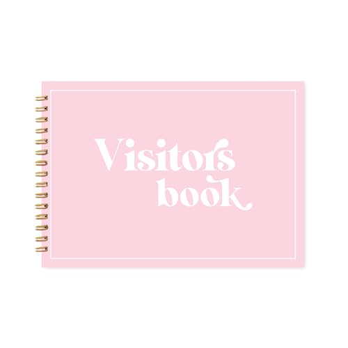 Image of Visitor Book - 8 x 12 Inches | Wire Bound Guest Register for Hotels, Offices, Exhibitions, Boutiques & Business Use | Medium Size Visitor Log Book for Reception & Front Desk (Pink)