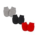 FASUND 3 Pairs Newborn Baby Cotton Mittens Solid Color No Scratch Infant Toddler Gloves for Boys Gir