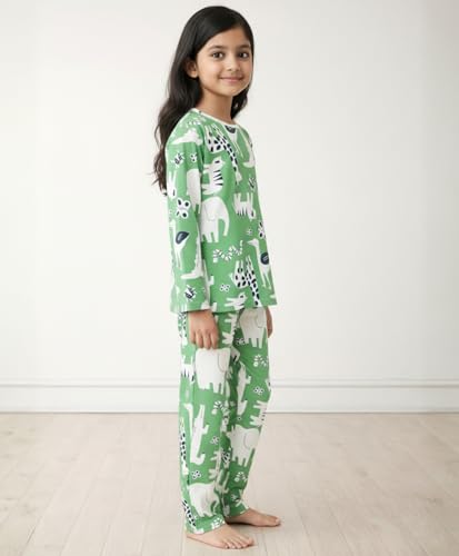 Image of Anthrilo Pure Cotton Printed Pyjama Set for Girls | Sleepwear | Night Suit, Night Wear | Long Sleeves T-Shirt & Pyjama | Regular Wear | 0-14 Years