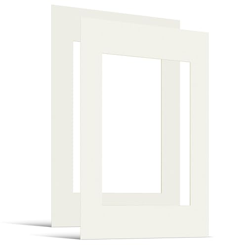 JUNOMI® 2 x passepartout DIN A2 cm per DIN A3 Bianco Crema | Spessore 1,5 mm | Dimensioni Esterne 42 x 59,4 cm per Formato Immagine 29,7 x 42 cm | Bianco Crema