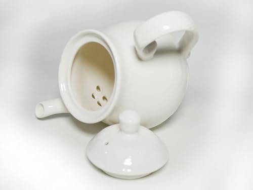 Image of White Porcelain Teapot Set of 4, Small Lotus Tea Pot Coffee Tea Water Pot Vintage Ceramic Gooseneck Kettle (4 * 14oz)