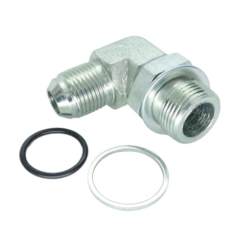 Image of 1 Piece Hydraulic Fitting 1 /2 Male JIC (3 /4 inch-16) X M22 x 1.5 Male Metric 90 Degree Elbow Adapter