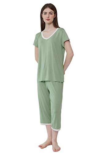 Image of Joyaria Cooling Pajamas Bamboo Viscose Lightweight PJs Set Women Wicking Sleepwear for Night Sweat S-XXL