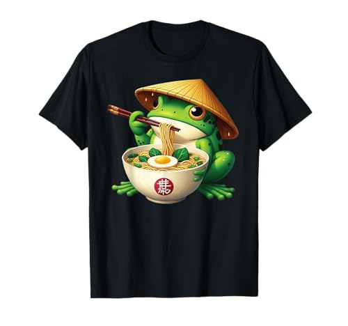 Frog Eating Ramen Kawaii Neko Fideos japoneses Amantes del anime Camiseta