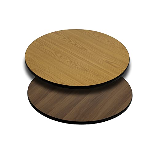 Image of Flash Furniture 24 inch Round Reversible Table Top, Natural /Walnut, 3-Pack | Reversible Laminate Top, Durable Construction, Commercial Use