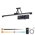 Battery Operated Picture Light with Remote 16” Black Art Light for Painting Dimmable & Timer Wireless Gallery Lights 3CCT Frame Lighting Rechargeable Wall Lights for Artwork Potrait Dartboard