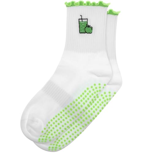 Image of Jeyiour Summer Cute Pilates Socks Women Bow Nonslip Ruffle Yoga Socks with Grip Barre Pilates Gift for Work Dance Fitness