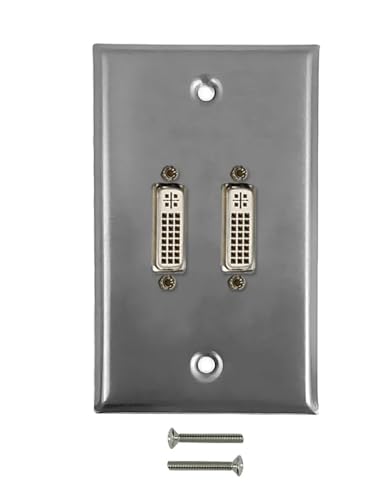 Kit de placa de pared DVI dual con cables de extensión DVI-D de 1.5 pies y acopladores 4