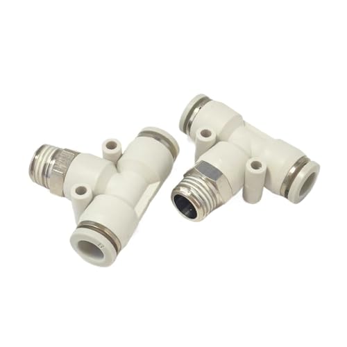 FRFAMJSDF 100PCS Trachea Quick Connector PB14-02-03-04/16-02-03-04-06 T Type Three-way Thread Pneumatic Fittings(PB8-01(100PCS))